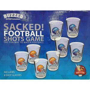Buzzed Entertainment Sacked Football Shots Game 8 Shot Glasses Collectible NEW